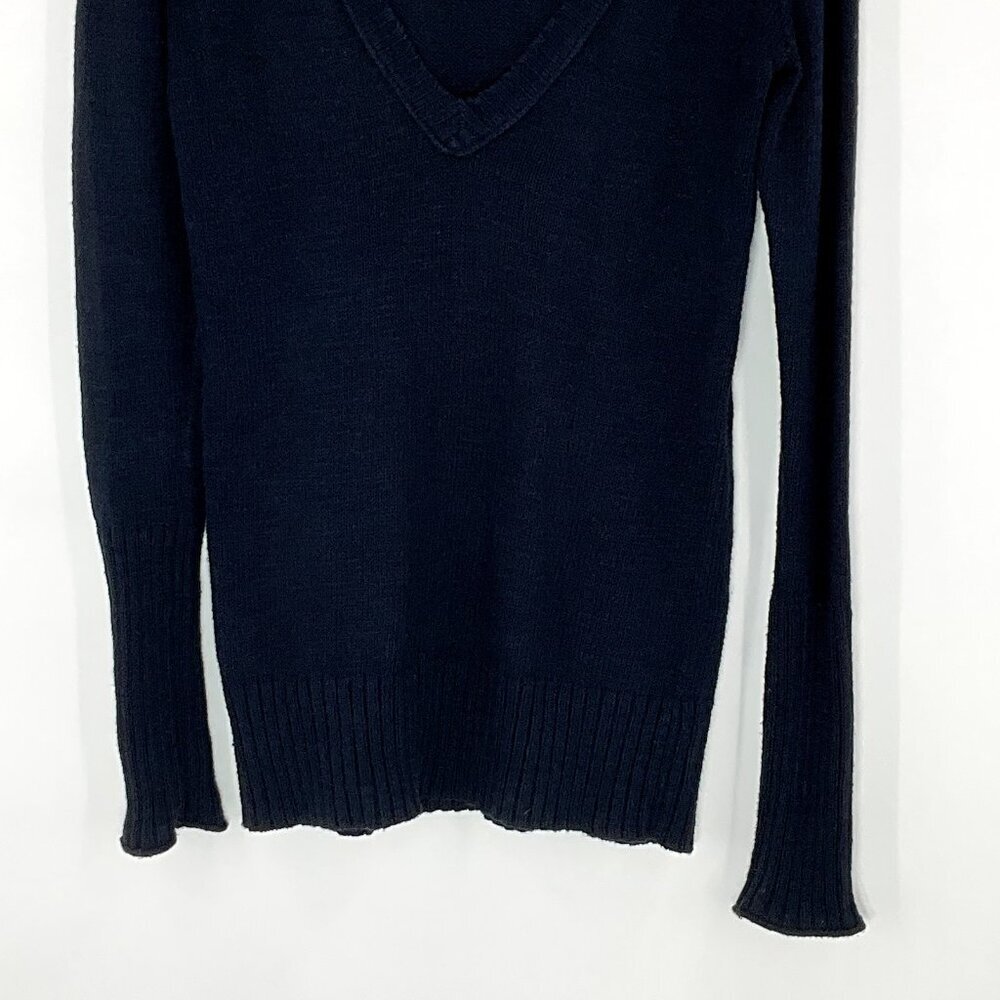 Abercrombie & Fitch Sweater Women Medium Navy V-Neck 100% Cotton Pullover - Picture 7 of 12
